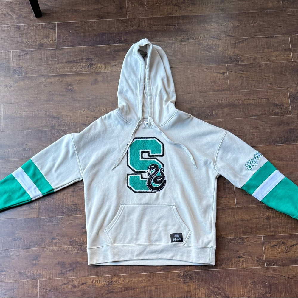 Stylish Cream and Green Hoodie by [Brand]